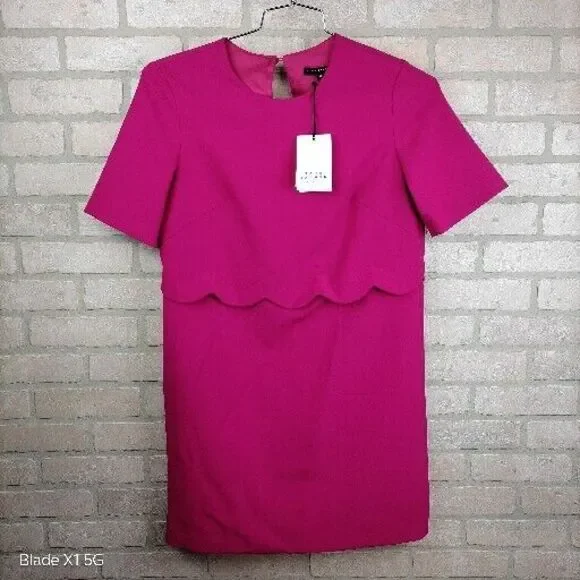 Tara Jarmon | Dresses | Tara Jarmon Paris Hot Pink Fuchsia Midi Dress  Europe 38 Sz 8 Or Medium Reg 34 | Poshmark